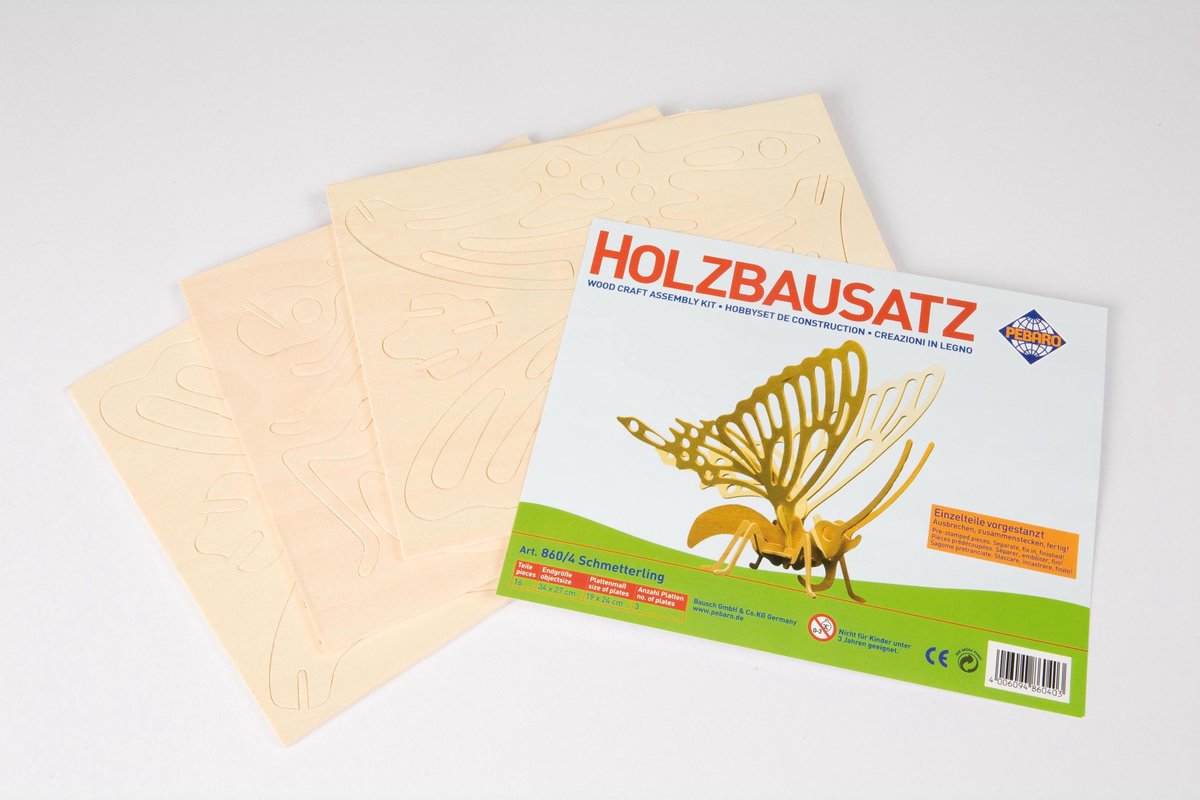 Houtbouwset gestanst | Vlinder